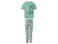 Pyjama garçon avec t-shirt vert à manches courtes et pantalon long gris imprimé jeu vidéo.