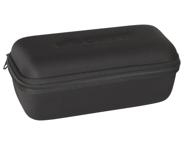 Étui de transport noir avec fermeture éclair pour produits électroniques.