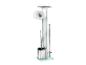 Ensemble porte-papier toilette et brosse WC moderne en acier inoxydable.