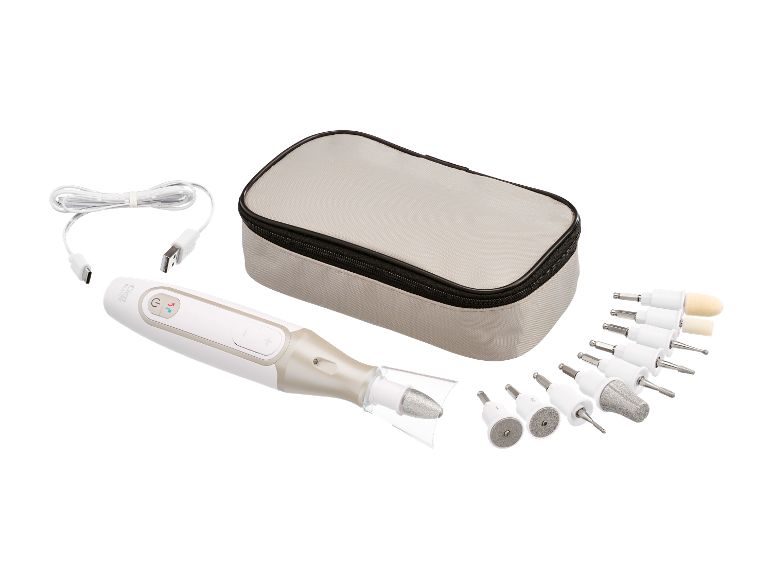 Kit de manucure et pédicure Clear Beauty avec étui et plusieurs embouts.