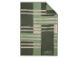 Une serviette de plage Wolfgang Joop avec un motif rayé vert et beige.