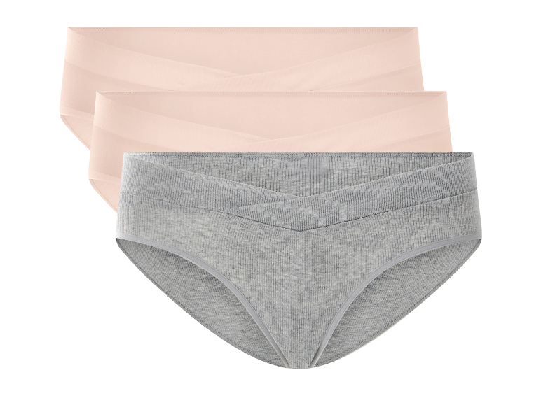 Slips ESMARA® pour femme, lot de 3, en gris et rose clair avec taille croisée.
