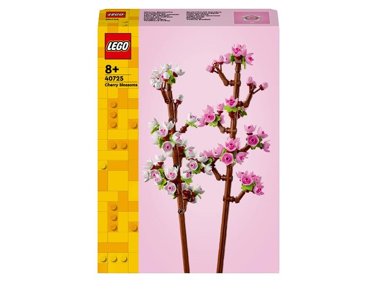 Ensemble LEGO Cherry Blossoms avec des fleurs roses et blanches sur des branches marron.