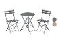 Ensemble de bistrot pliable gris avec une table ronde et deux chaises.