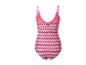 Maillot de bain une pièce femme avec motif zigzag rose et violet.