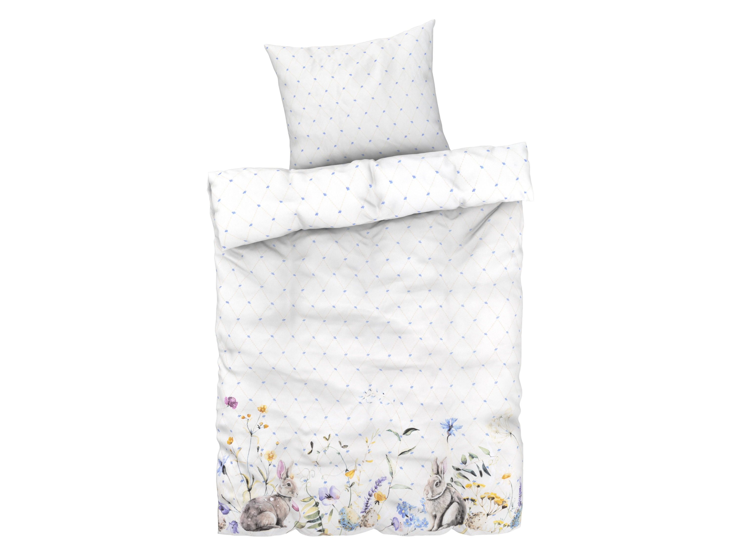 LIVARNO home Parure de lit en satin microfibre, 140 x 200 cm (carreaux/blanc)