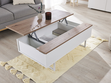 LIVARNO home Table basse Madrid réglable en hauteur, 110 x 37,5 x 58 cm