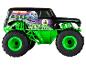 Un monster truck Grave Digger vert avec de gros pneus.