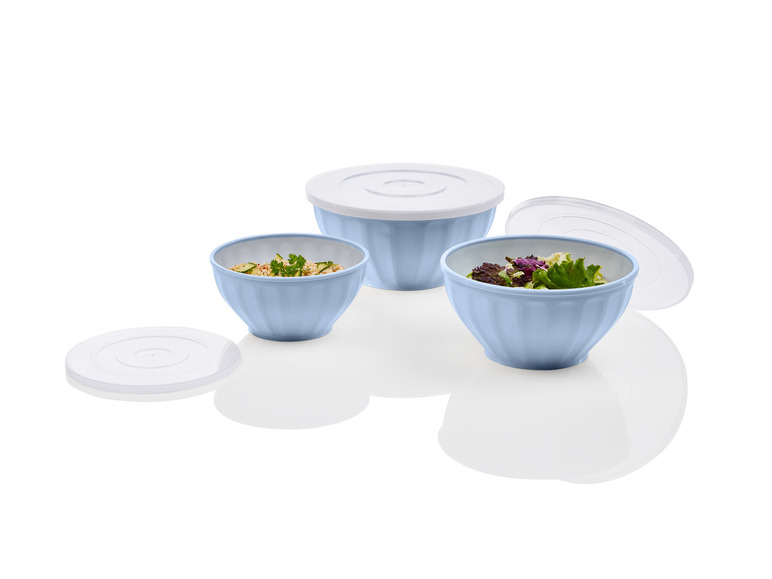 LIVARNO home Lot de 3 saladiers avec couvercle 4