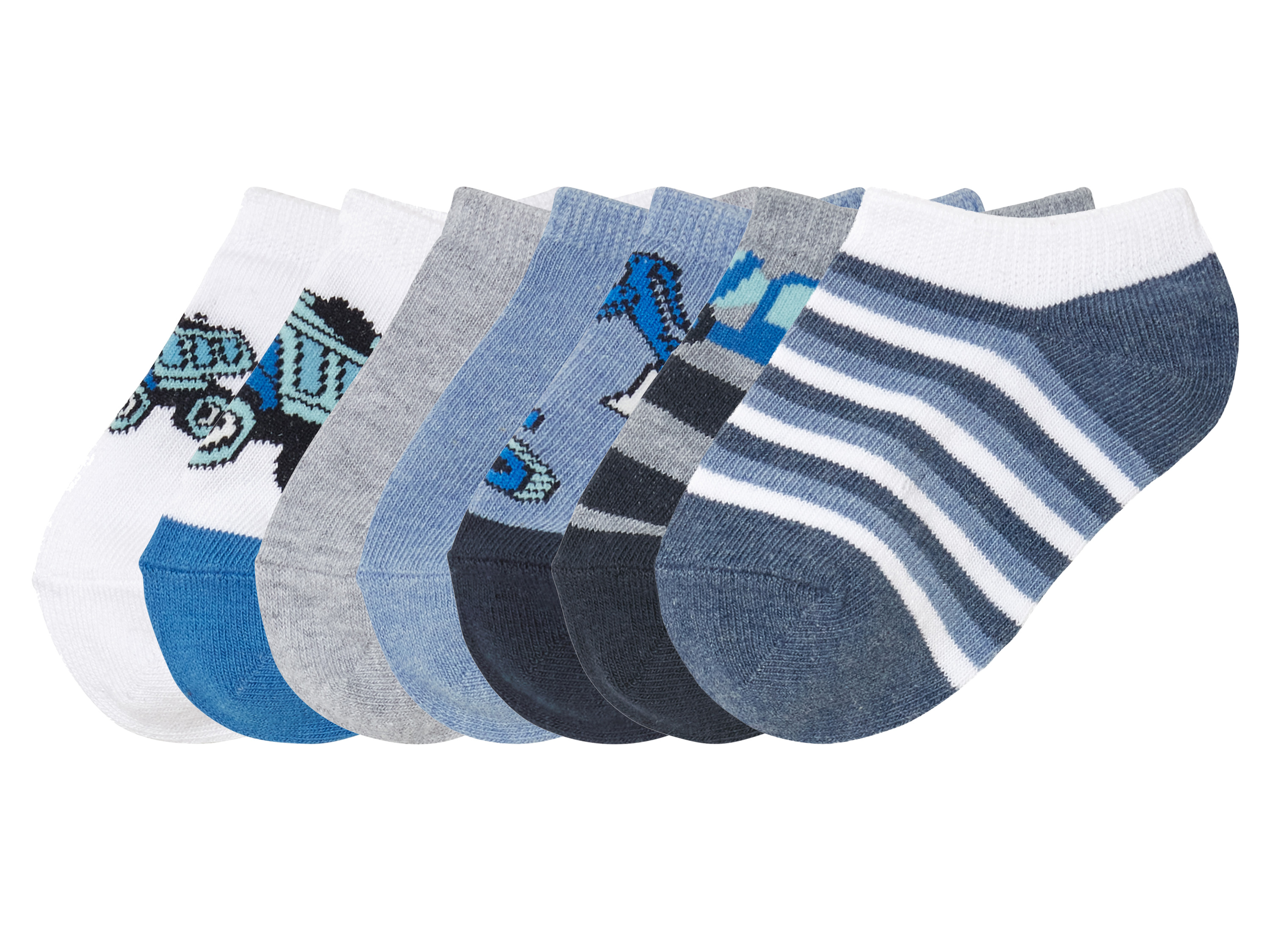 lupilu® Lot de 7 paires de socquettes petit garçon (blanc/bleu/rayé, 19-22)