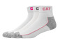 Trois paires de chaussettes blanches Cat avec des accents roses.
