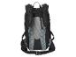 Sac à dos de randonnée noir avec des panneaux de maille ventilés.