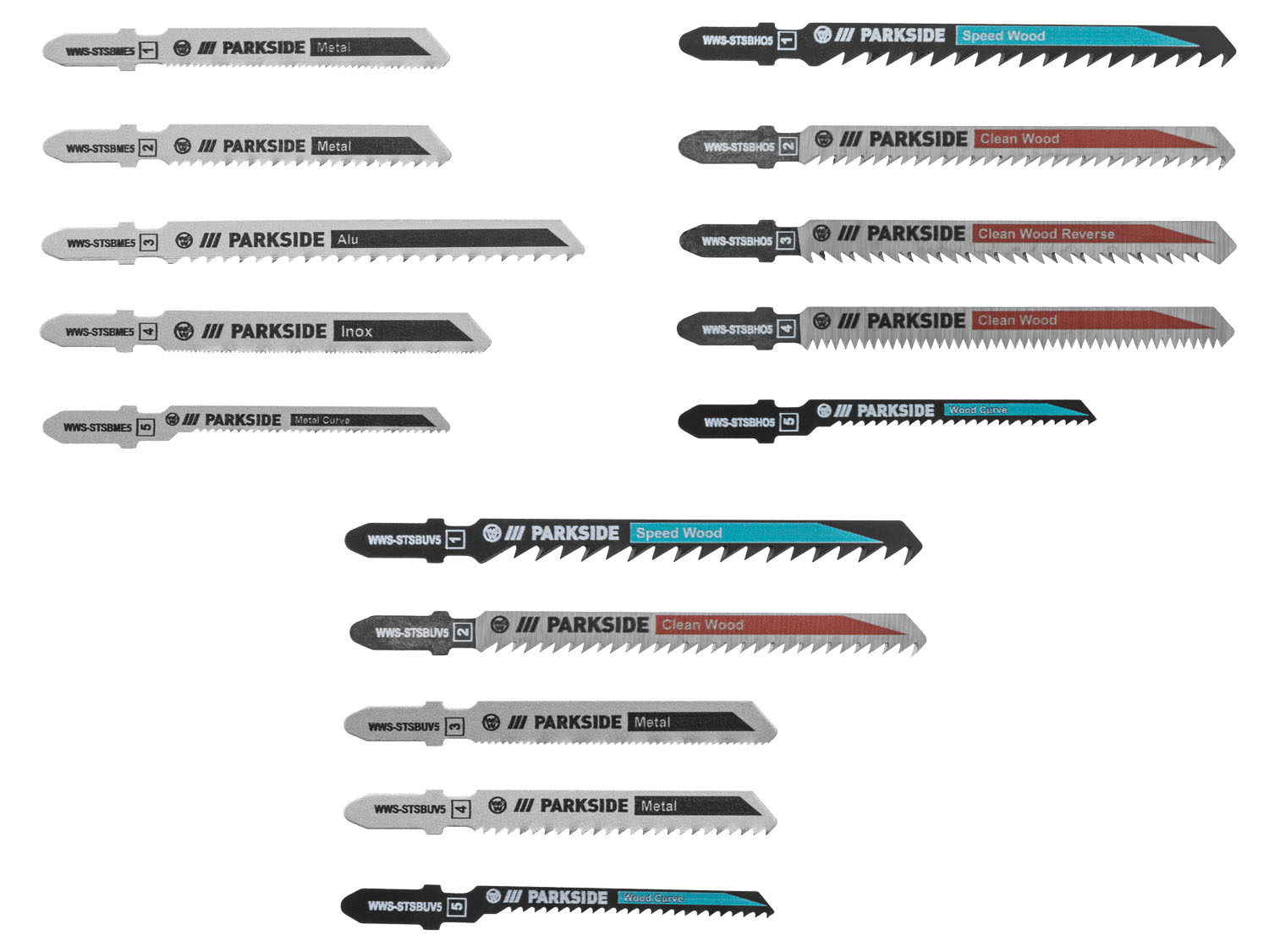 PARKSIDE® Set de 5 lames de scie sauteuse PSTZ 3 A1
