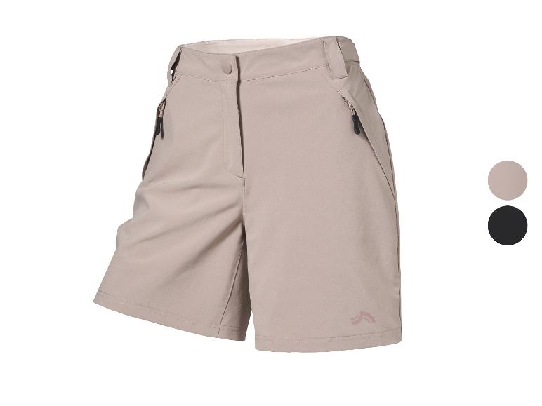 Shorts femme beiges avec fermetures éclair, également disponibles en noir.