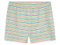 Shorts rayés pour enfant, rose, jaune et vert.