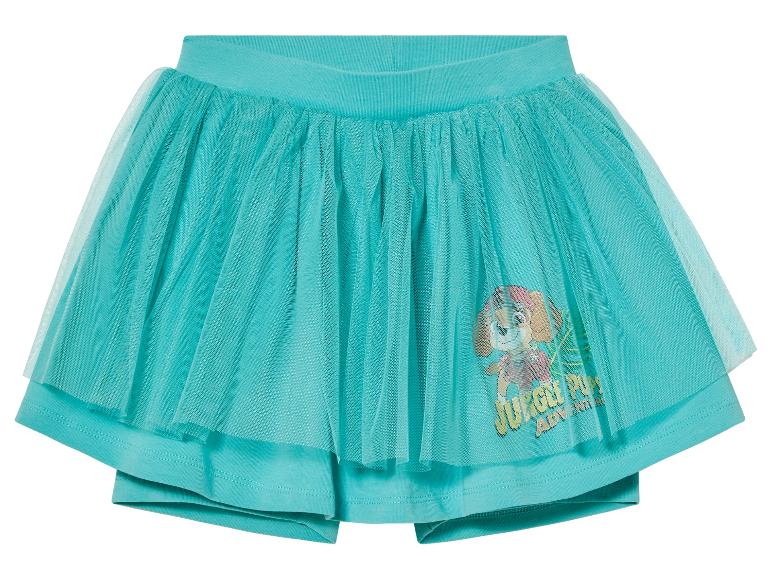 Short et jupe tulle turquoise pour enfant, motif Pat' Patrouille.