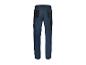 Pantalon de travail bleu foncé avec poches et détails noirs.