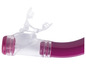Un tuba rose avec un embout transparent.