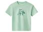 T-shirt vert à manches courtes avec un dinosaure tricératops vert et le texte « ROAR ».