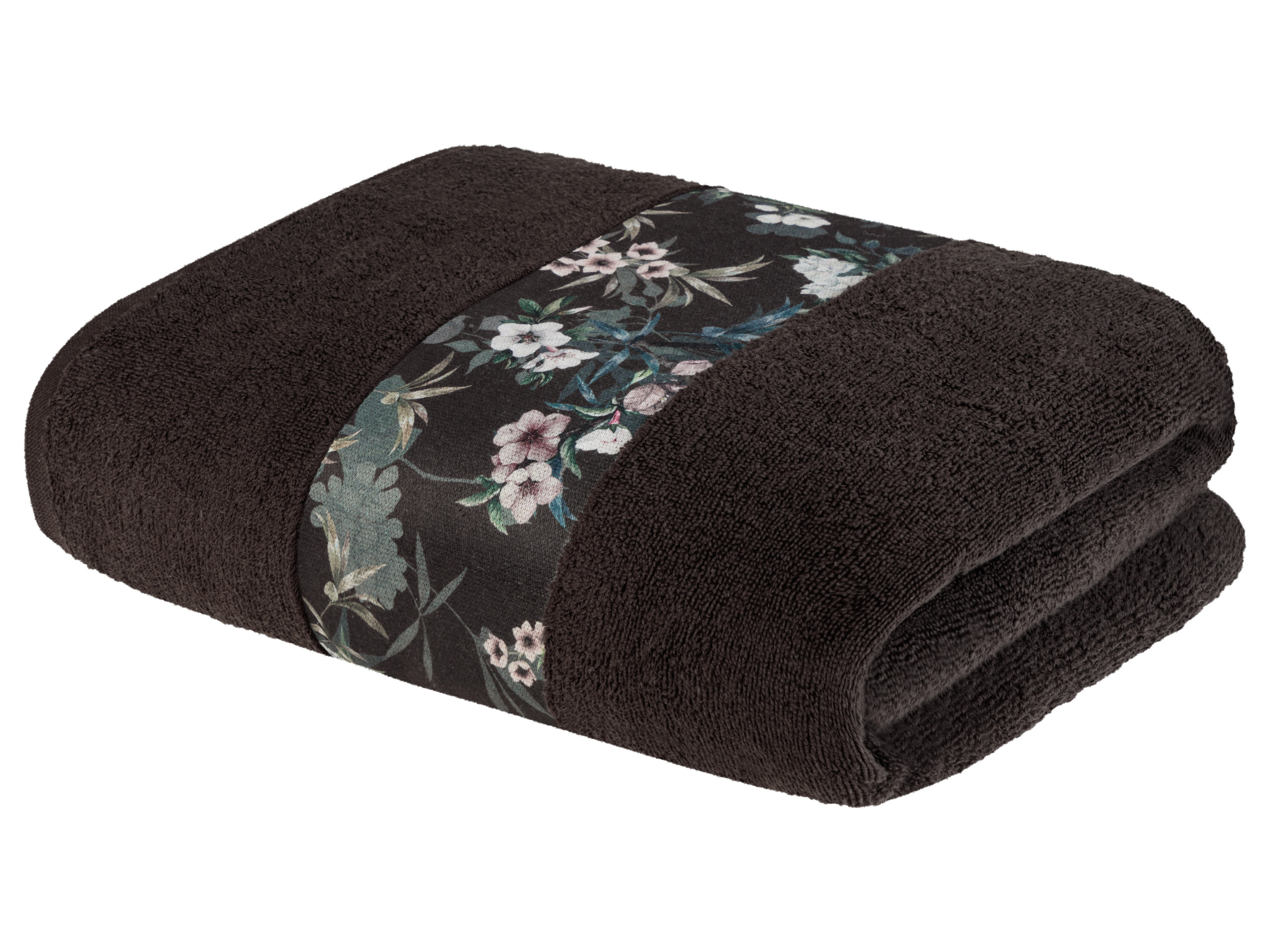 LIVARNO home Serviette de douche en éponge, 100 x 150 cm (noir/bordure)