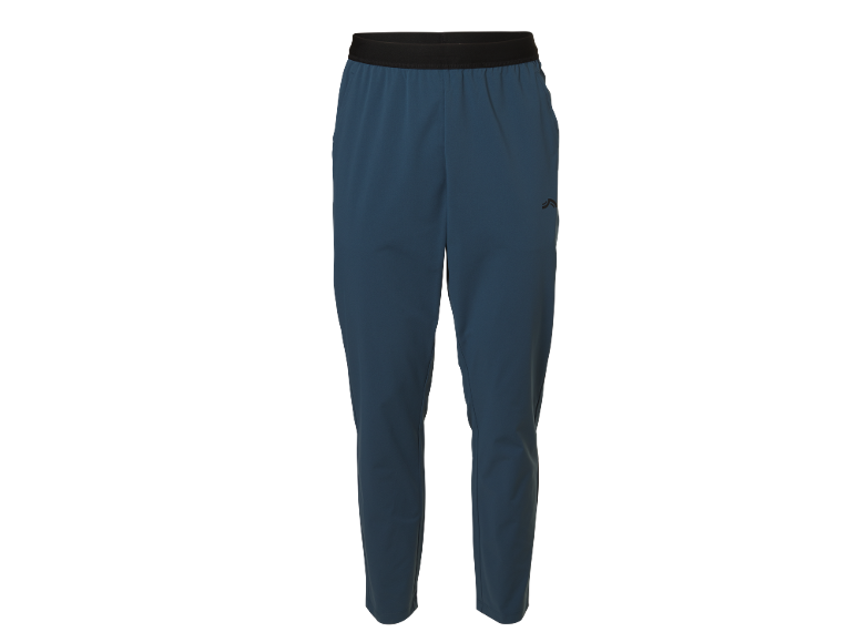 Pantalon de sport bleu pour homme avec taille noire.