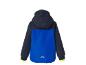 Veste enfant bleu marine et bleu avec capuche et détails réfléchissants.