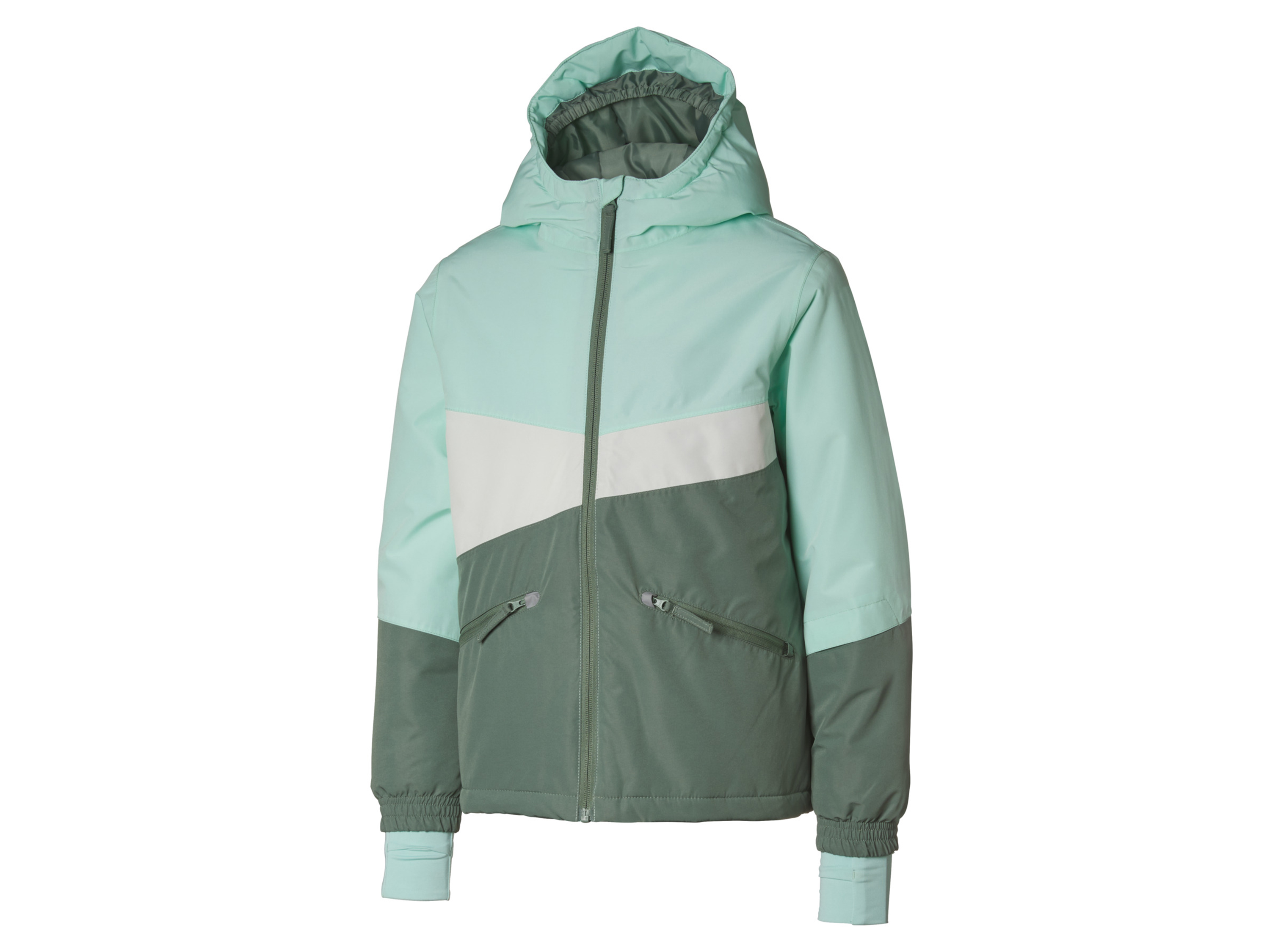 CRIVIT Veste de ski fille (6-8 ans, olive/menthe/blanc)