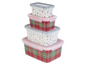 Boîtes de rangement carrées de Noël avec un motif d'homme en pain d'épices et un motif à carreaux.