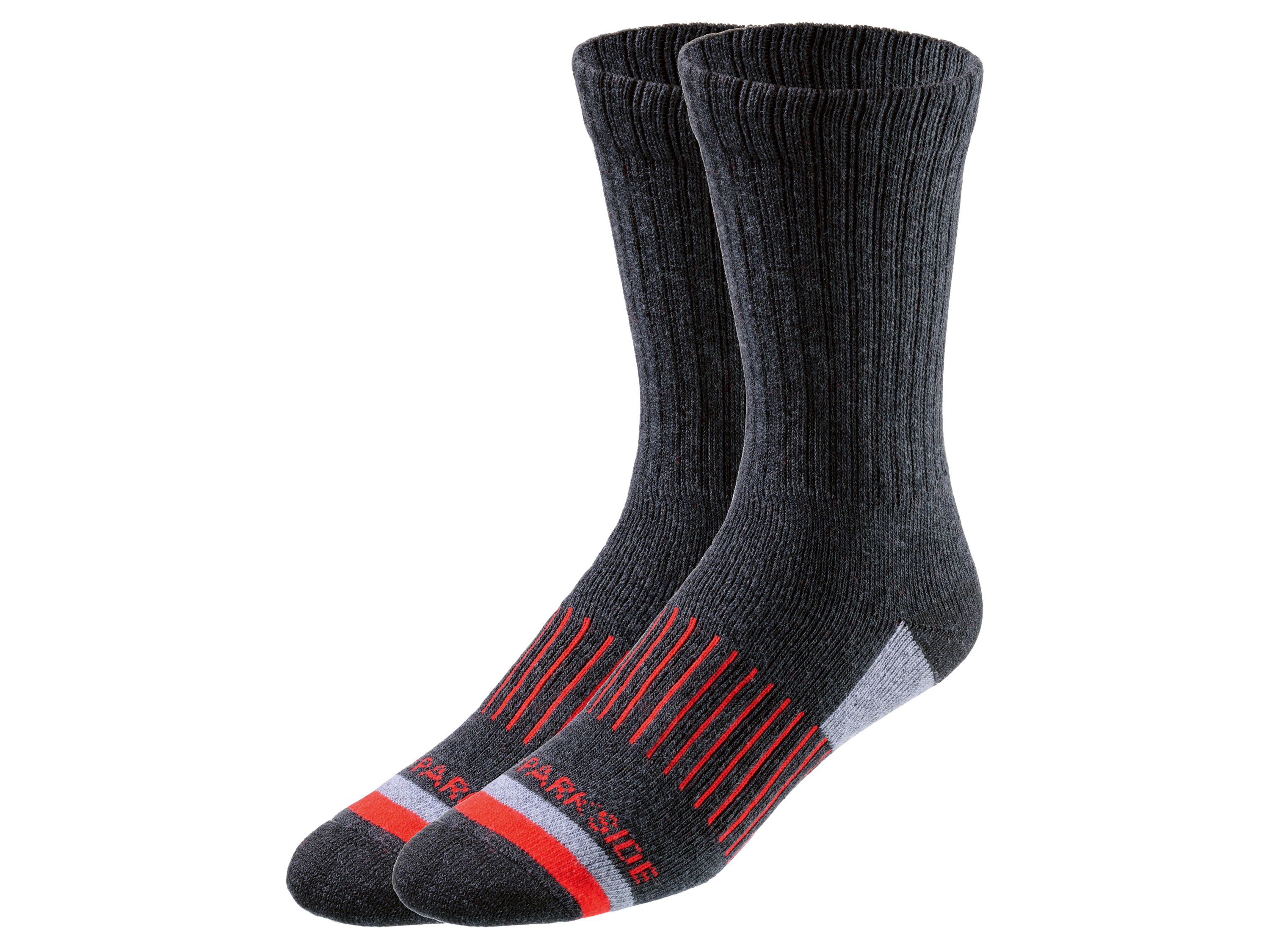PARKSIDE® Lot de 2 paires de chaussettes de travail homme (gris/rouge, 39-42)