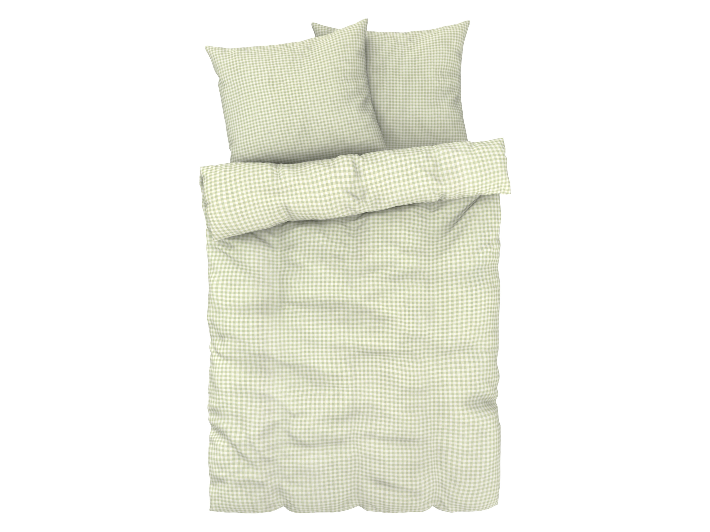 LIVARNO home Parure de lit en satin microfibre, 260 x 240 cm (vert/à carreaux)