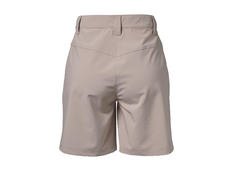 Shorts femme beige taille haute avec détails de couture au dos.