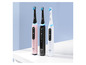 Trois brosses à dents électriques Oral-B iO en rose, noir et blanc.