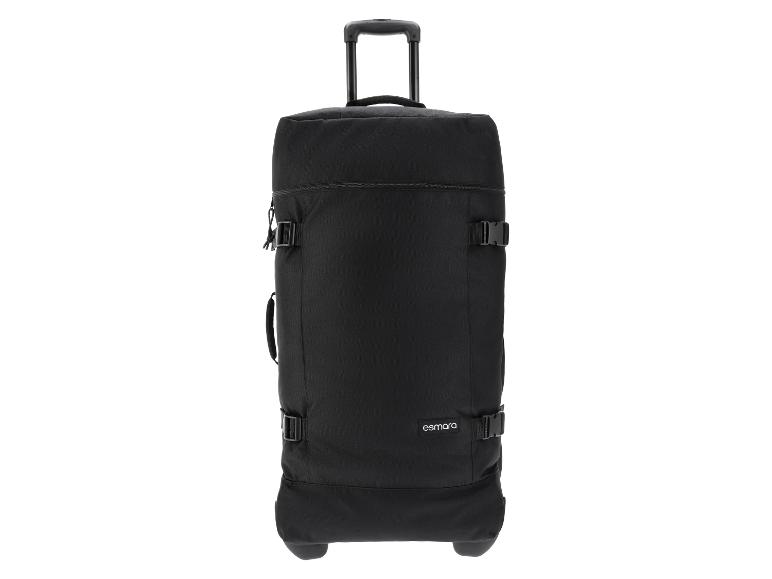 Valise à roulettes noire esmara avec poignée télescopique et roues, idéale pour voyager.