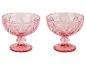 Deux coupes à dessert en verre rose, style vintage.
