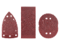 Ensemble de papiers de verre de différentes formes : triangulaire, rectangulaire et rond.