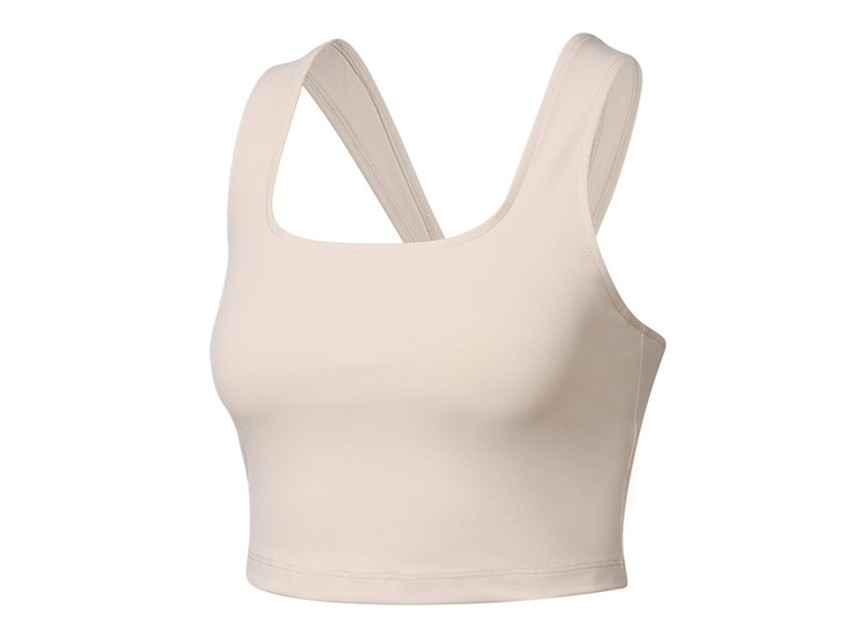 Un soutien-gorge de sport beige avec un dos nageur