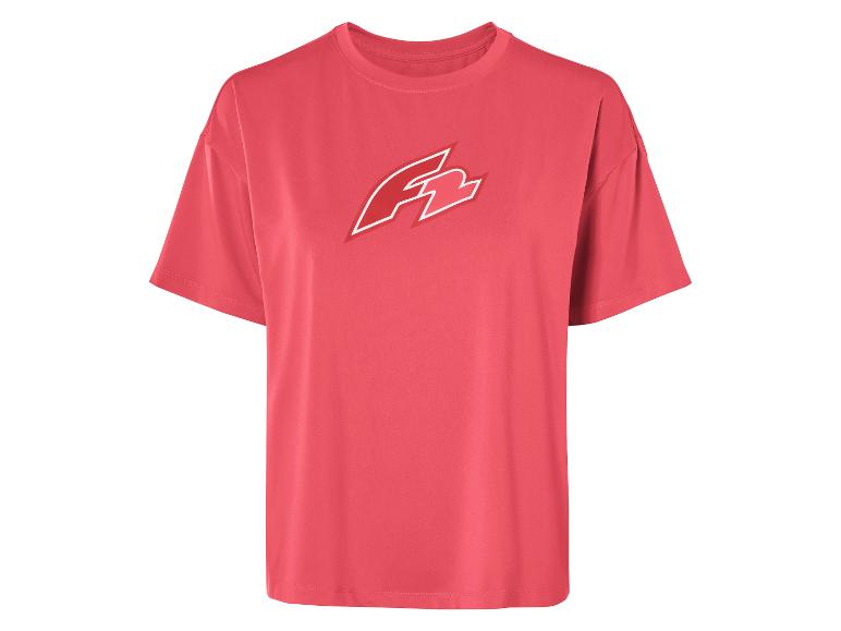T-shirt rose à manches courtes avec logo stylisé.