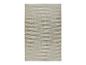 Tapis rectangulaire tissé plat avec un motif à carreaux subtil en beige et bleu.