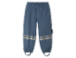 Salopette imperméable pour enfant, bleu gris avec bandes réfléchissantes.