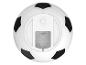 Veilleuse en forme de ballon de football blanc et noir avec bouton d'alimentation et informations produit.