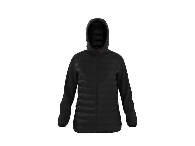 Doudoune noire à capuche avec manches à motif chevrons