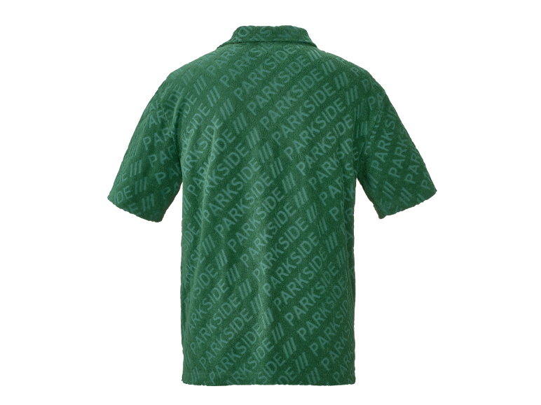 T-shirt vert à manches courtes avec motif de texte répété