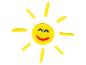 Soleil souriant en pâte à modeler jaune et rouge.