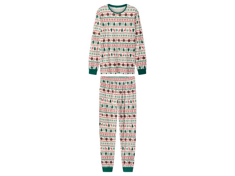 Pyjama de Noël à manches longues et pantalon avec motif de rennes et d'arbres.