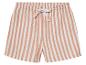 Shorts rayés rose et blanc à cordon.