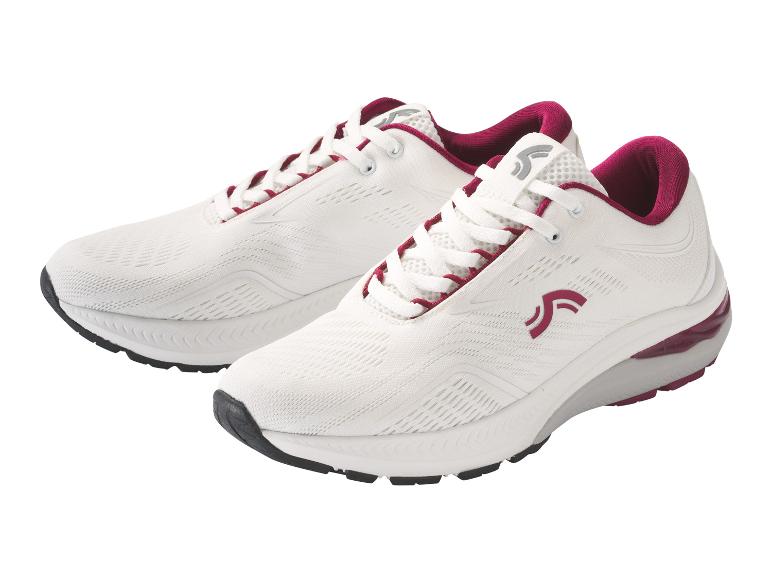 Chaussures de sport Brooks blanches avec des accents roses.