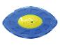 Une balle de chien Nerf bleue avec un logo jaune.