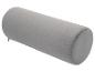 Coussin lombaire cylindrique gris avec fermeture éclair.