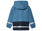 Veste imperméable bleue avec des bandes réfléchissantes pour enfants.