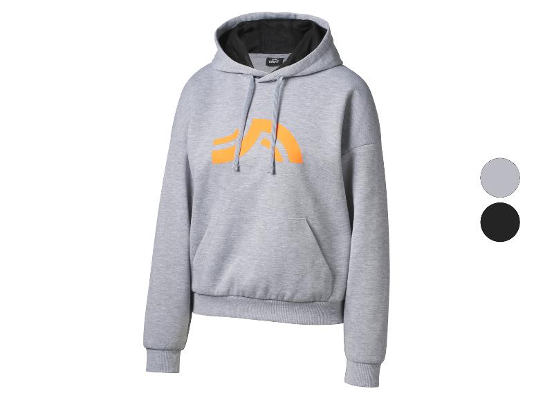 Sweat à capuche gris avec logo orange et doublure de capuche noire
